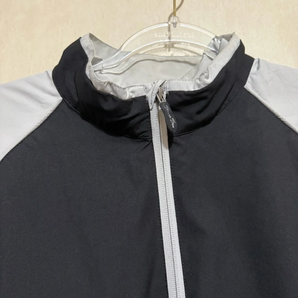 Second Skin Jacket Black Gray Pullover Windbreaker Pockets Short Sleeve